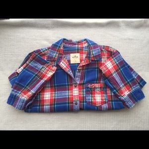 Hollister Blue, Red, Purple Flannel size S